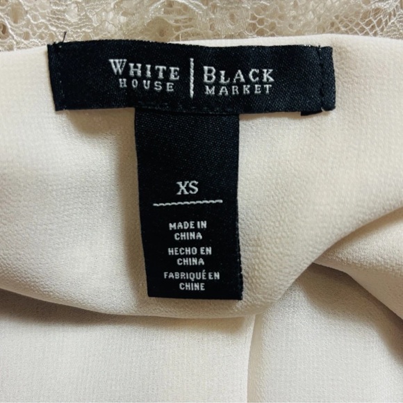 White House Black Market XS Lace Beaded Semi Sheer Lace Top Cami Light Beige - Picture 4 of 10